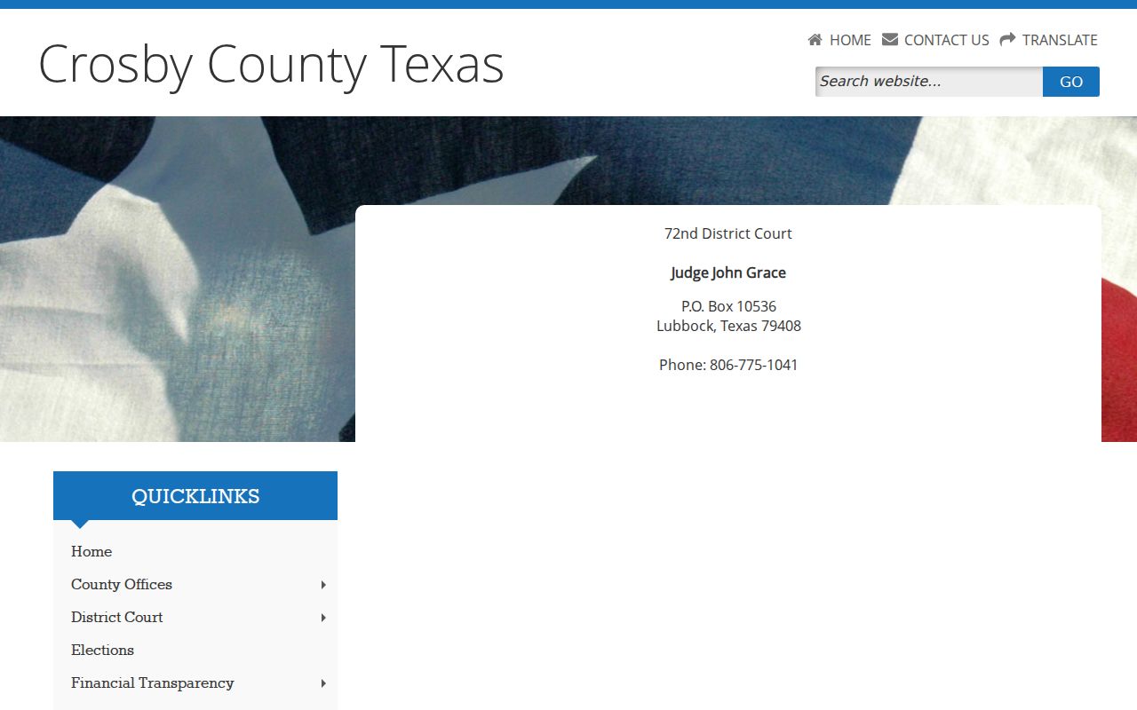 Crosby County 72nd District Court listing and contact