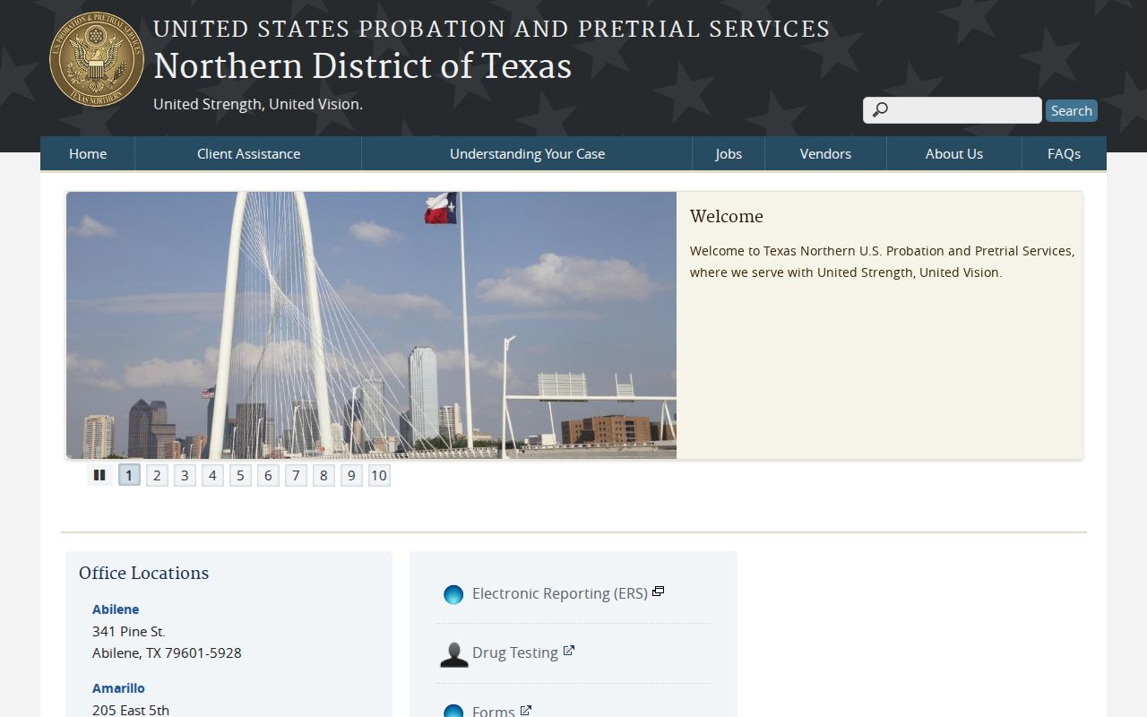 Northern District of Texas federal court and Lubbock division page